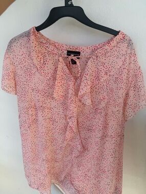Liz Claiborne Pink Speckled Ruffle-Neck Blouse